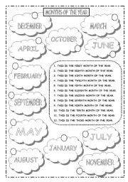 English Worksheet: MONTHS OF THE YEAR