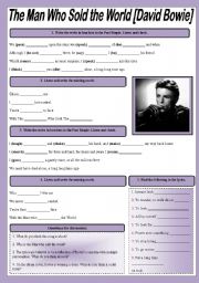 English Worksheet: SONG!!! The Man Who Sold the World [David Bowie] - Printer-friendly version included