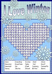 English Worksheet: I LOVE WINTER PUZZLE 