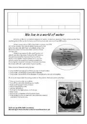 English Worksheet: We live in a world of water