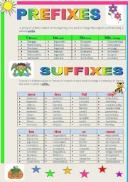 English Worksheet: Word-Formation   Prefixes and Suffixes