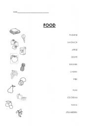 English worksheet: FOOD