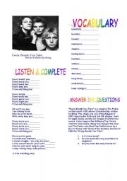 English Worksheet: Every Breath You Take by Sting