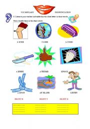 English Worksheet: PRONUNCIATION SILENT /P/ /T/ /K/