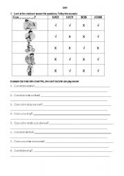 English Worksheet: Can - Yes/No Questions