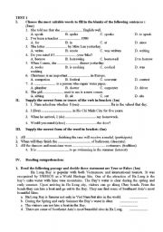 English Worksheet: test