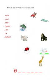 English worksheet: the hidden animal 