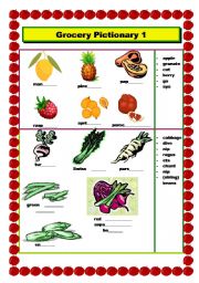 English Worksheet: Grocery Pictionary 1