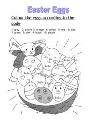 English Worksheet: Colour the eggs acording to the code