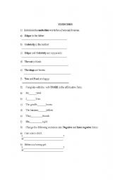 English Worksheet: EXERCISES