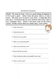 English Worksheet: READING COMPREHENSION