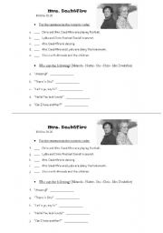 English Worksheet: Mrs Doubtfire n4