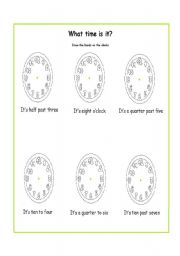 English Worksheet: What time is it?