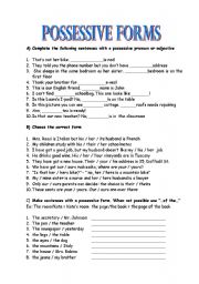 English Worksheet: POSSESSIVE FORMS