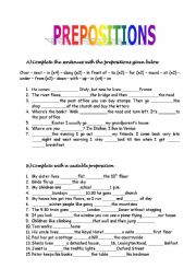 PREPOSITIONS - ESL worksheet by afrodite