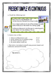 English Worksheet: present simple vs. continuous