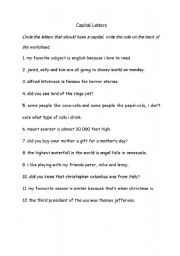 English Worksheet: Capital Letters exercise