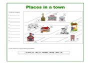 Prepositions and places in a town