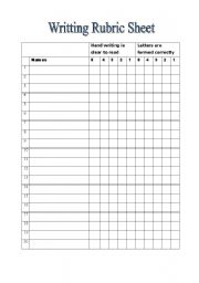 English Worksheet: writtig rubric sheet