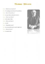 English Worksheet: Thomas Edison