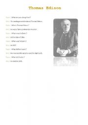 English worksheet: Thomas Edison