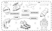 English Worksheet: KINDER -  TOYS  2 -  B&W  editable