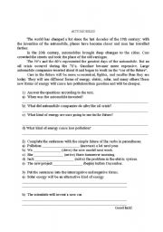 English Worksheet: text automobiles