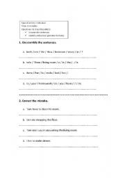 English worksheet: correct the mistakes