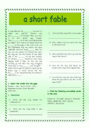 English Worksheet: a short fable