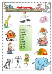 Adjectives (Antonyms)  + The key answer is provided