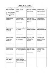 English Worksheet: Have you ever? teaching