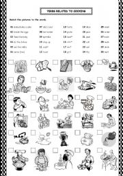 English Worksheet: VERBS RELATED TO COOKING - ACTIONS - RESTAURANT 