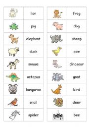 English Worksheet: Animal Dominoes