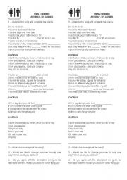 English Worksheet: Song Activity - Men x Women