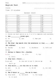 English worksheet: A very good multiple test  to test all which students have learnt in the first term - LefeLines level elementery 