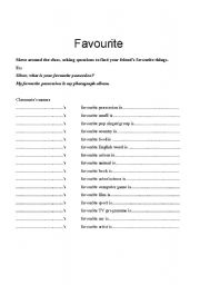 English worksheet: Favourite