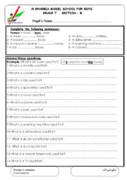 English Worksheet: useful machines plus testing