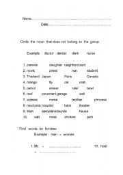 English worksheet: noun