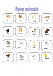 English Worksheet: Farm animals-pictionary