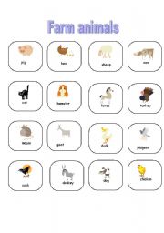 English worksheet: Farm animals-pictionary