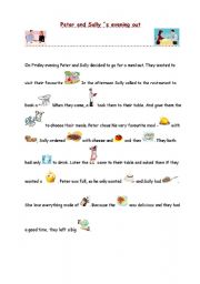 English Worksheet: Peter and Sallys evening out