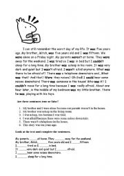 English Worksheet: was-were