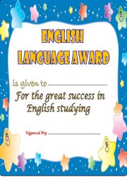 English Worksheet: ENGLISH LANGUAGE AWARD -2-