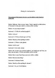 English Worksheet: restuarant