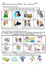 English Worksheet: exam for 6th graders (A)