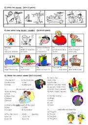 English Worksheet: exam for 6th graders (B)