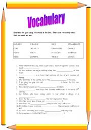 English Worksheet: VOCABULARY