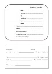 English Worksheet: identity card