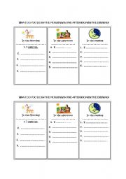 English Worksheet: parts of the day