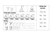 English Worksheet: Y y